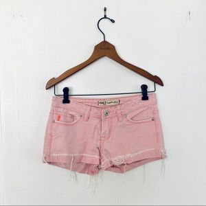 OK! Jeans, pastel pink distressed denim shorts